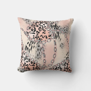Leopard mönster, blommor, kedja, ro kudde