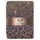 Leopard mönster brunsvart golden bronze monogram iPad air skydd (Framsidan)