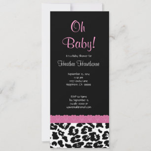 Leopard Mönster Girl Baby Shower V12 Inbjudningar