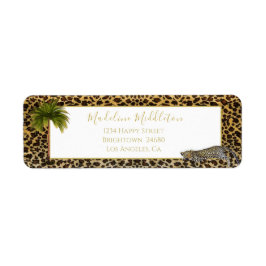 Leopard Mönster Handflatan Träd Tropical Personal Returadress Etikett