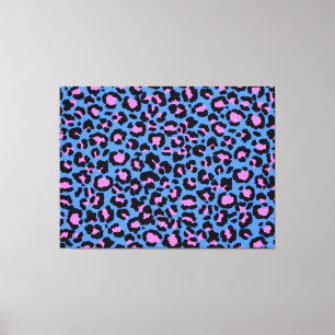 Leopard Mönster i Raspberry på Electric Blue Canvastryck