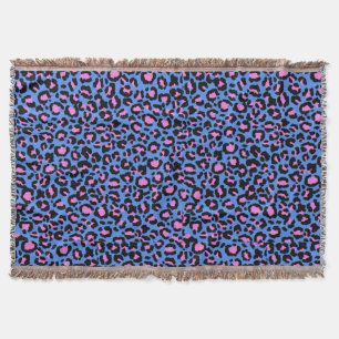 Leopard Mönster i Raspberry på Electric Blue Filt
