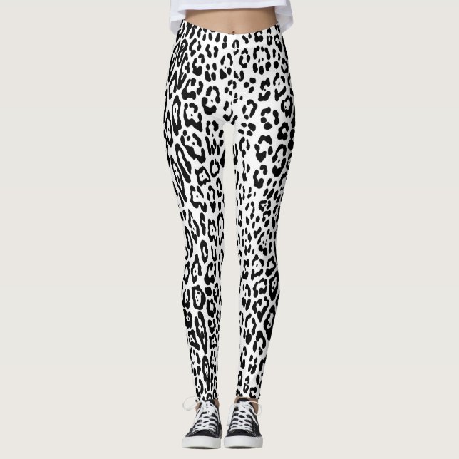 Leopard mönster i svartvitt leggings (Framsida)