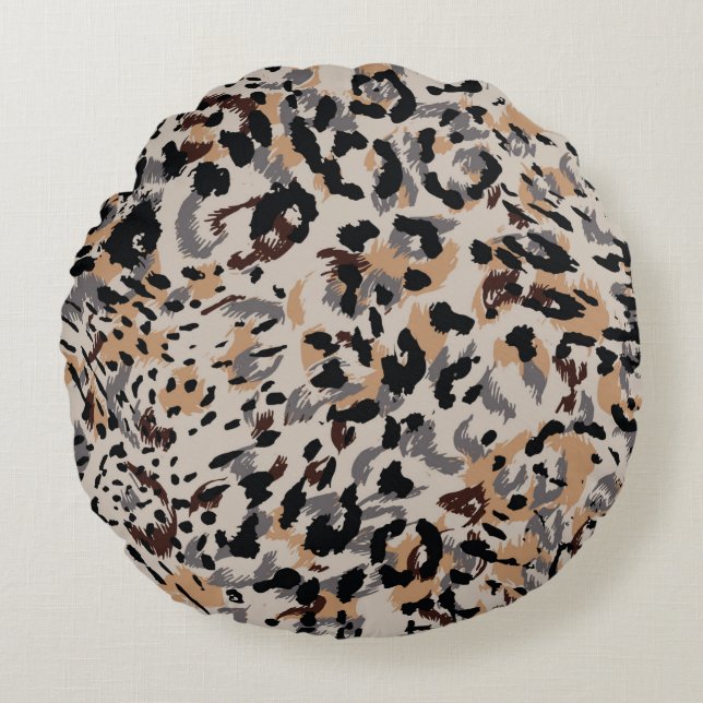 Leopard mönster, jaguar mönster, djur päls rund kudde (Framsidan)