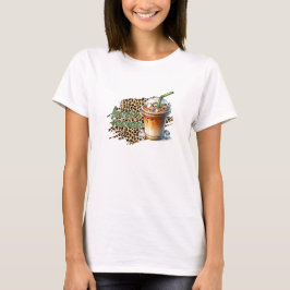 Leopard mönster-kaffe Basic-mamma-lustiga typo T Shirt