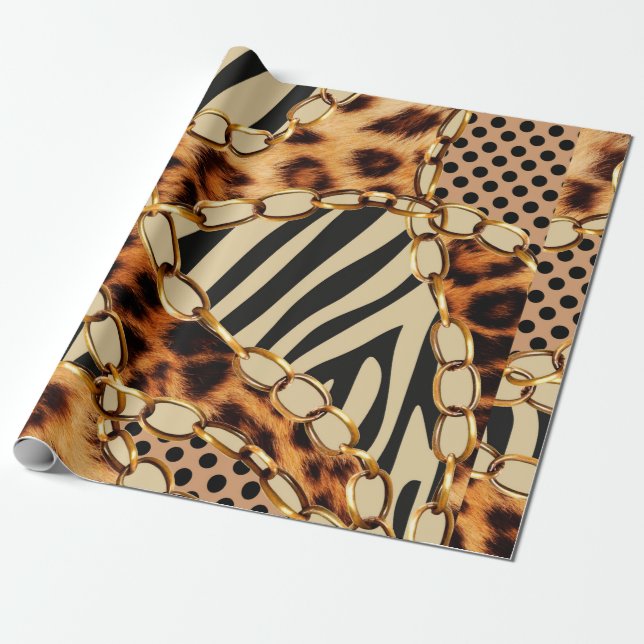 Leopard Mönster, Leopard Print, Animal print Presentpapper (Utrullad)