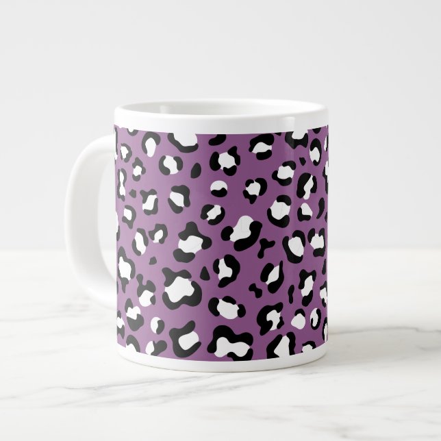 Leopard Mönster, leopard Spots, Lila Leopard Jumbo Mugg (Framsida vänster)