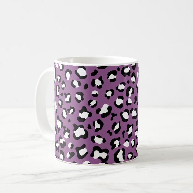 Leopard Mönster, leopard Spots, Lila Leopard Kaffemugg (Framsida vänster)