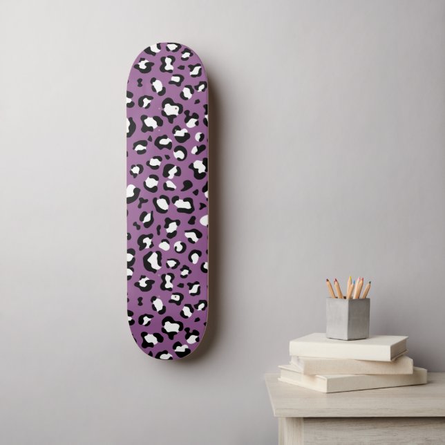 Leopard Mönster, leopard Spots, Lila Leopard Mini Skateboard Bräda 18,5 Cm (Väggkonst)