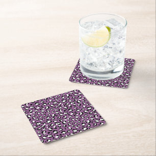 Leopard Mönster, leopard Spots, Lila Leopard Underlägg Papper Kvadrat