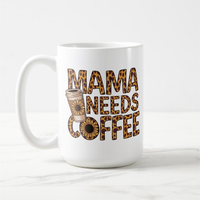 LEOPARD MÖNSTER MAMMA BEHÖVER KOFFESUNFLOWER KAFFEMUGG (Vänster)