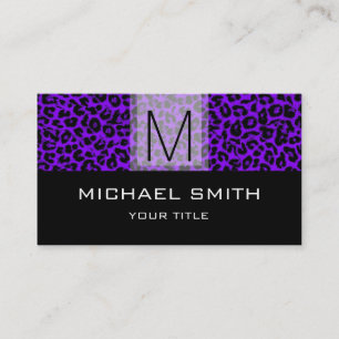 Leopard Mönster Modern Black Monogram #24 Visitkort