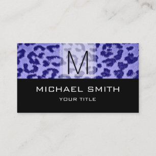 Leopard Mönster Modern Black Monogram #30 Visitkort