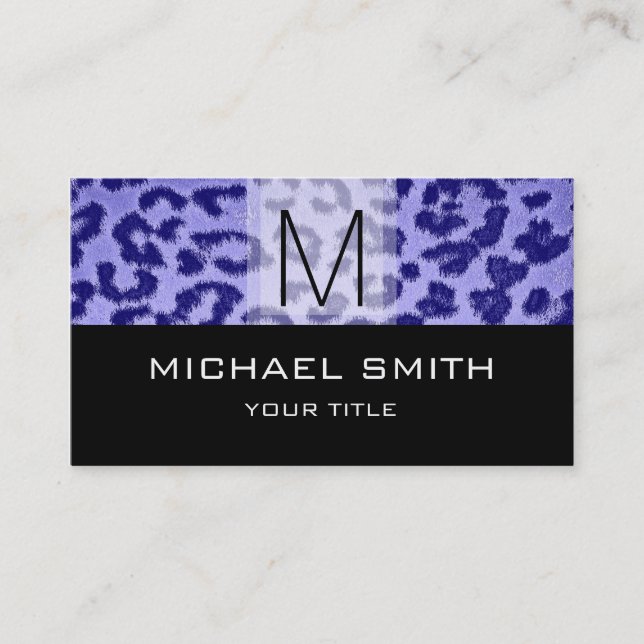 Leopard Mönster Modern Black Monogram #30 Visitkort (Framsida)