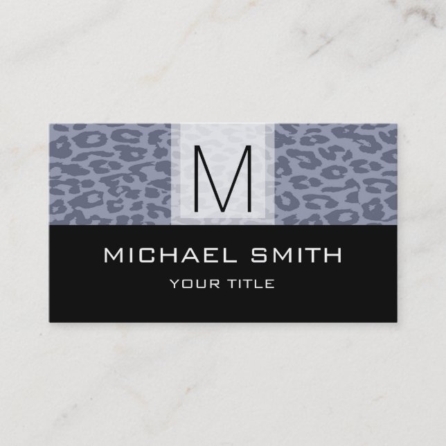 Leopard Mönster Modern Black Monogram #7 Visitkort (Framsida)