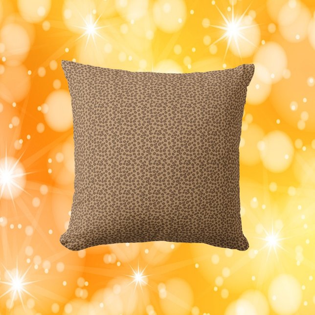 Leopard Mönster Print Brown Kudde (A throw pillow with a brown leopard print pattern.)