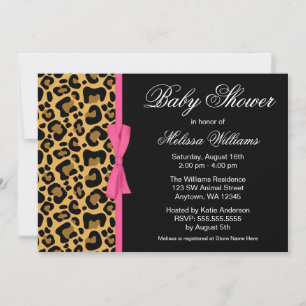 Leopard Mönster Rosa har tryckt "Ribbon Baby Showe Inbjudningar
