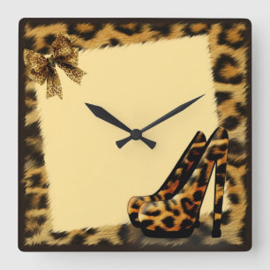 Leopard Mönster Shoes personlig Fyrkantig Klocka