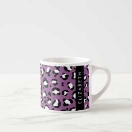 Leopard Mönster, Spots, Lila Leopard, ditt namn Espressomugg