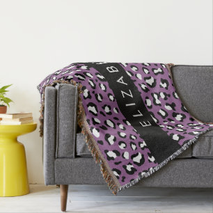 Leopard Mönster, Spots, Lila Leopard, ditt namn Filt