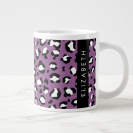 Leopard Mönster, Spots, Lila Leopard, ditt namn Jumbo Mugg
