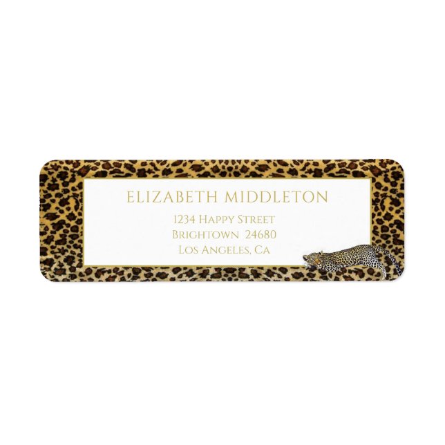 Leopard Mönster Vild Tropical Monogram Returadress Etikett (Framsidan)