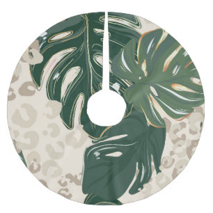 Leopard Monstera: Jungle Print Vintage. Julgransmatta Borstad Polyester