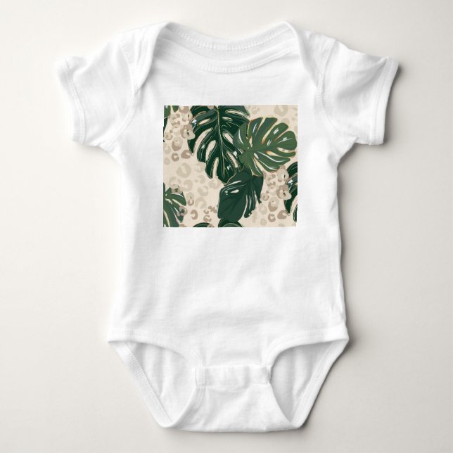 Leopard Monstera: Jungle Print Vintage. T Shirt (Framsida)