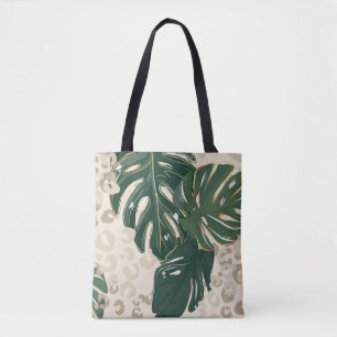 Leopard Monstera: Jungle Print Vintage. Tygkasse