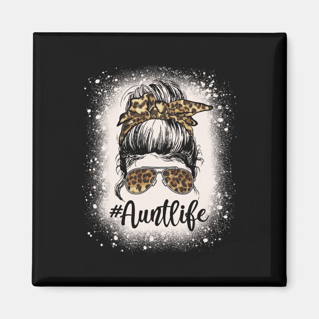Leopard Moster Life Messy Bun Bleached Auties Girl Magnet (Framsidan)