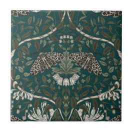 Leopard Moth och Honeysuckle Botanical Vintage Kakelplatta