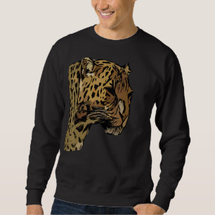 Leopard Motif Afrika Animal Imprint Abstrakt Fac Lång Ärmad Tröja