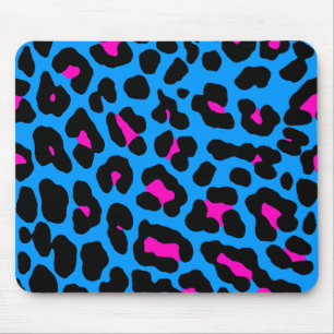 Leopard Mousepad för neon för blått för 80-tal Musmatta