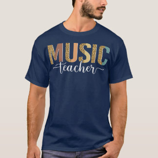 Leopard Music Teacher Cute Back to school Supplies T Shirt