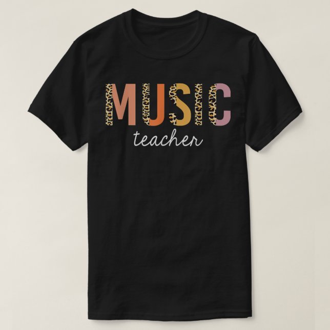 Leopard Music Teacher Cute Back To School Supplies T Shirt (Design framsida)