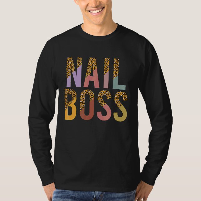 Leopard Nail Boss Technician Manicurist Woman Beau T Shirt (Framsida)