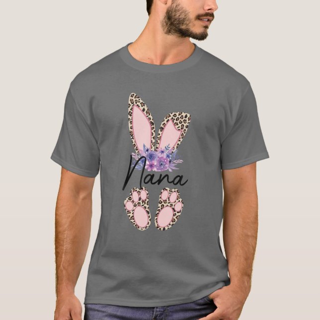 Leopard Nana Bunny Blsed Nana Glad påsk Day T Shirt (Framsida)