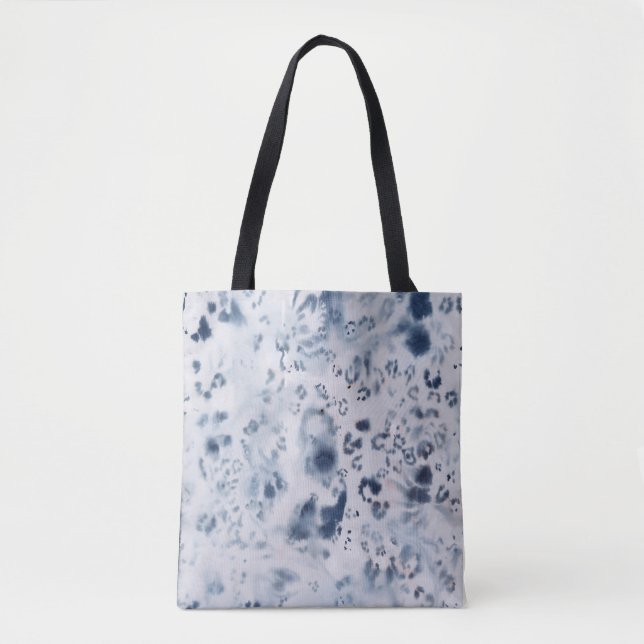 Leopard navy blue tobag animal art cheetah tygkasse (Framsida)