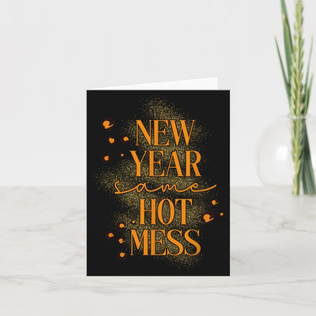 Leopard New Year Same Hot Mess New Year's Eve Reso Kort (Framsida)