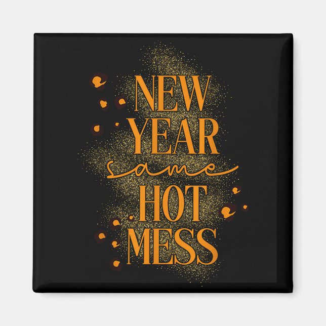 Leopard New Year Same Hot Mess New Year's Eve Reso Magnet (Framsidan)