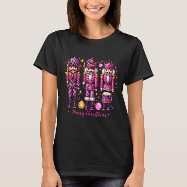 Leopard Nutcracker Rosa jul 2024 Julafton Pajama T Shirt (Framsida)