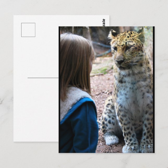 Leopard och barn vykort (Fram/baksida)