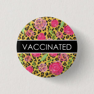 Leopard och blommig vaccinerad knapp