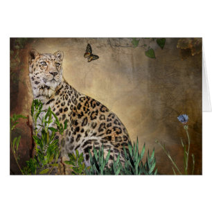 Leopard- och Butterfly-Hälsning-kortet Hälsningskort