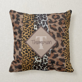 Leopard och Cheetah Print Namn Kudde