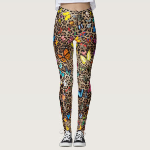 Leopard och fjärilar leggings