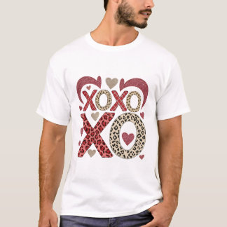 leopard och glitter XOXO Mönster T Shirt