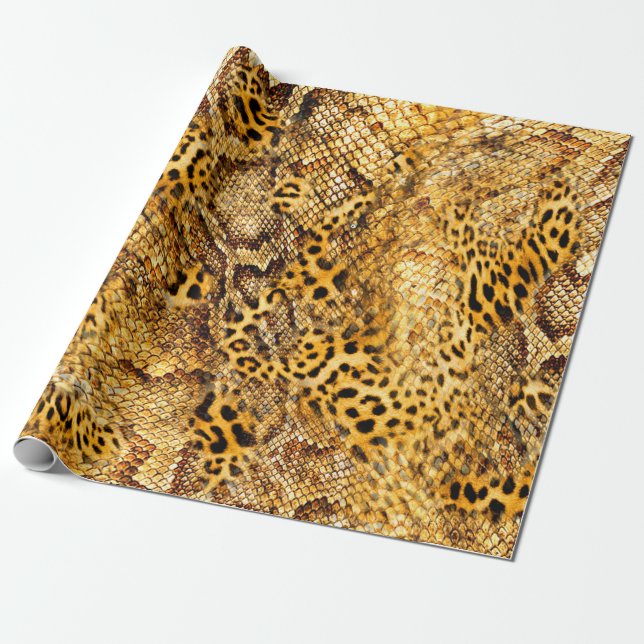 Leopard och orm mönster presentpapper (Utrullad)