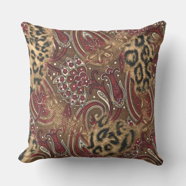 Leopard och Paisley mönstertryck Kudde (Framsida)