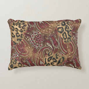 Leopard och Paisley mönstertryck Prydnadskudde